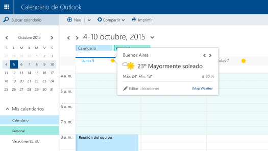 Microsoft Office Outlook predice ágilmente el clima de tu región - Colombia